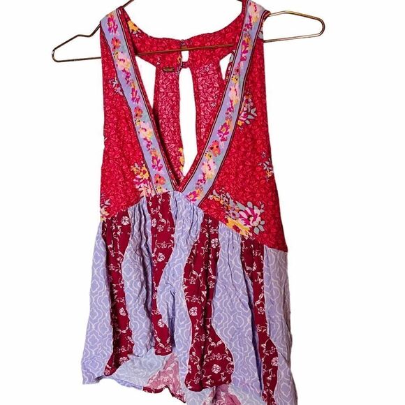 EUC Free People Dream Darlin Raspberry Printed Top Small - Picture 3 of 7